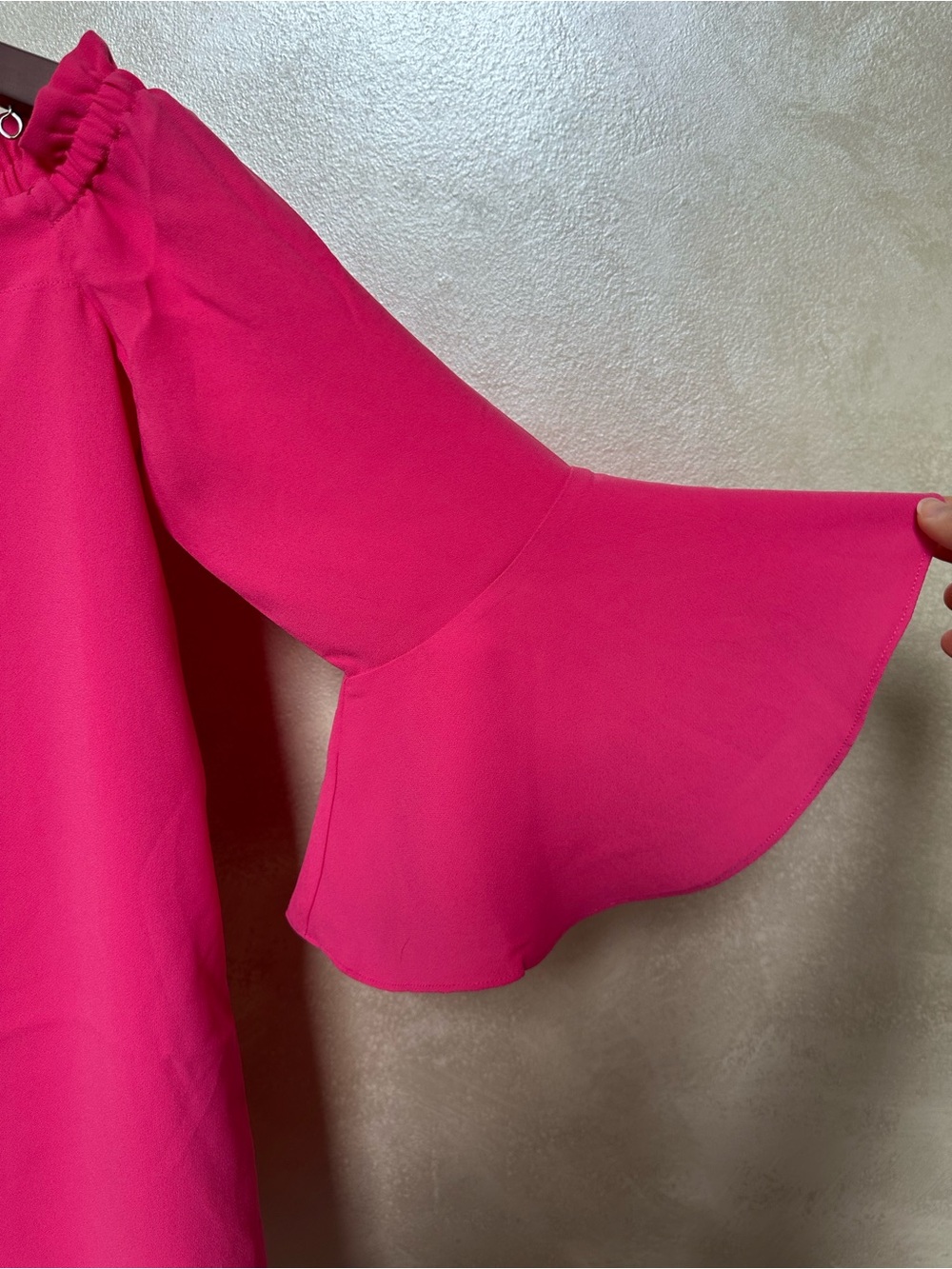 Trina Turk Knox Mini Dress NWT Hot Pink Flared Trumpet Sleeve Size XS - Picture 10 of 11